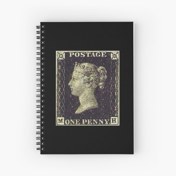 Penny Black. Stamp, Post, Postage, Mail, 1837. Spiral Notebook