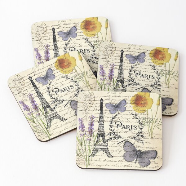 Item preview, dark academia botanical butterfly french scripts floral paris eiffel tower designed and sold by LEILA ART SPACE.