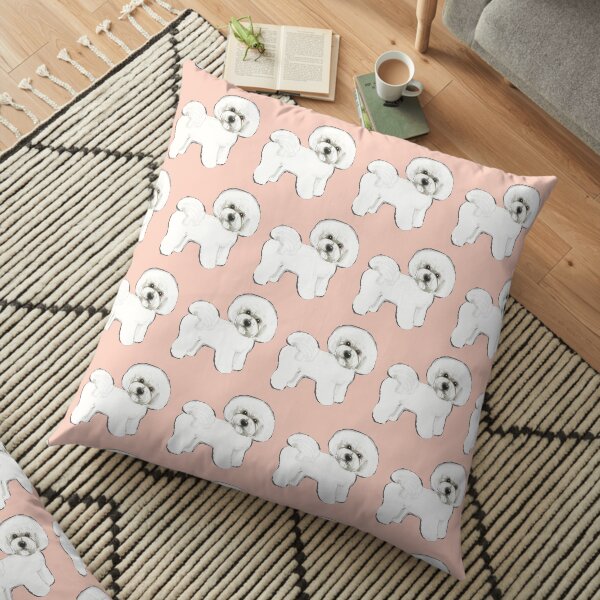 Bichon Frise dogs on Peach Floor Pillow