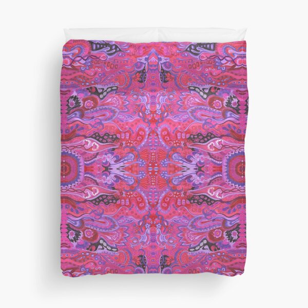 Inner garden boho style abstract floral cyclamen colorful mandala zen Duvet Cover