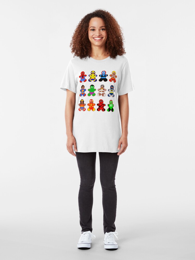 Alternate view of Superhero Gingerbread Man Slim Fit T-Shirt