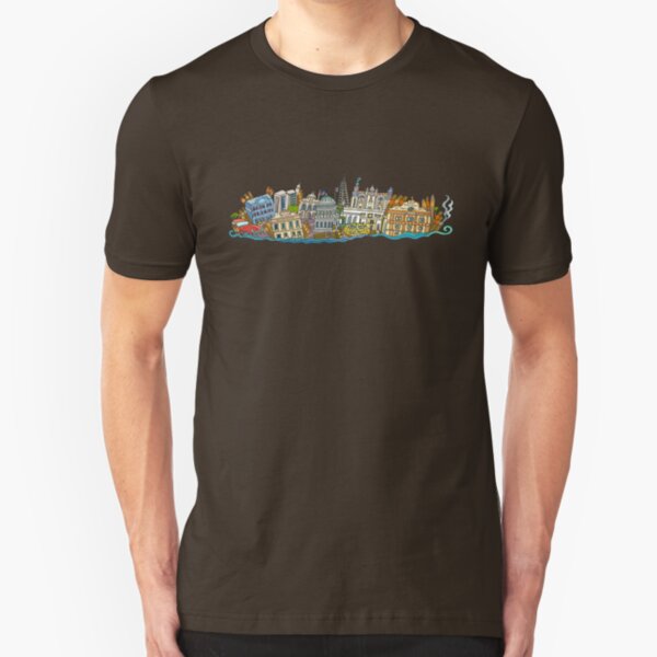 Cuba Landmarks and Cigars Art Slim Fit T-Shirt
