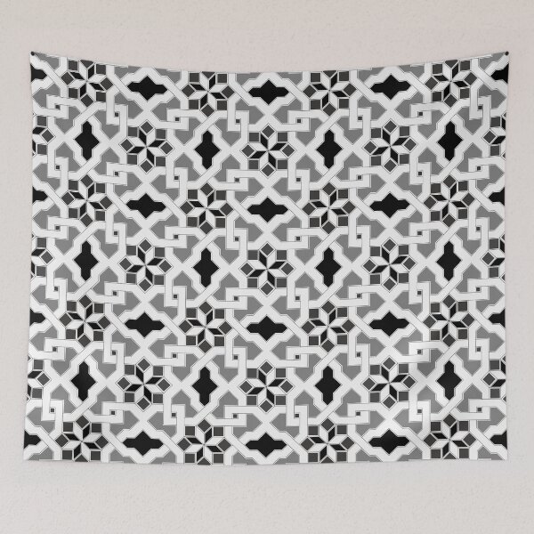 Item preview, black and white -  Oriental design - orient  pattern - arabic style geometric mosaic designed and sold by ohaniki.