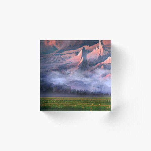 Misty Mountains Acrylic Block