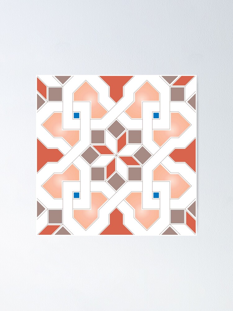Oriental Pattern - Geometric Design Pt.4 - Morocco tile patterns, red |  Poster