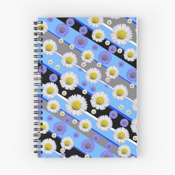 Item preview, DECORATIVE  PATTERN BLUE-BLACK MODERN ART WHITE SHASTA DAISIES  designed and sold by sharlesart.