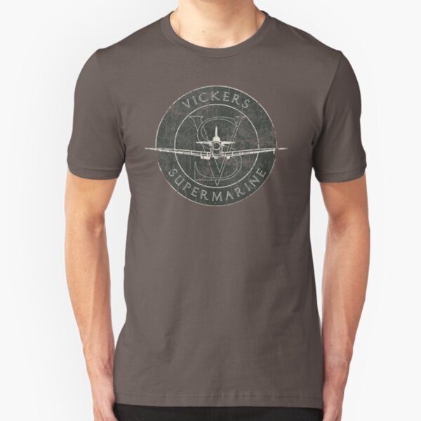 Supermarine Spitfire WW2 Aircraft Logo Green Slim Fit T-Shirt