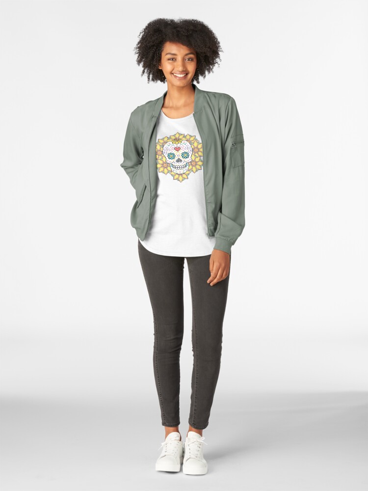 Vista alternativa de Camiseta premium de cuello ancho Catrina with flowers