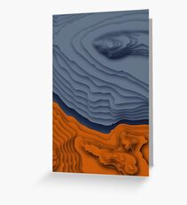 Blue/Orange Topographical Contour Map Pattern Greeting Card