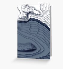 Blue Ice Topographical Contour Map Pattern Greeting Card