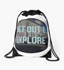 get out & explore Drawstring Bag