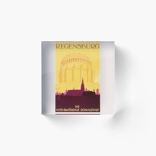 Regensburg Vintage Travel Poster Acrylic Block