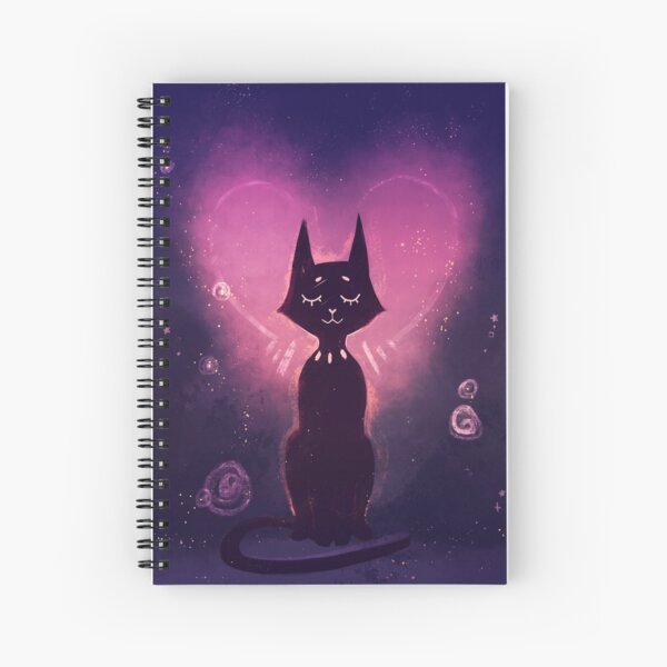 Black Cat Spiral Notebooks Redbubble - purple pink fade kitty roblox