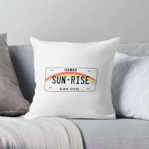 Hawaii Sun Rise License Plate Throw Pillow