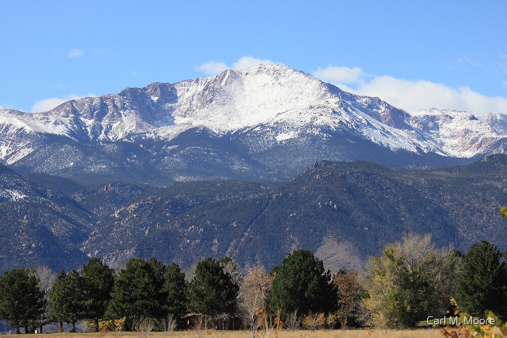 "Pikes Peak Snow Capped" By Carl M. Moore | Redbubble