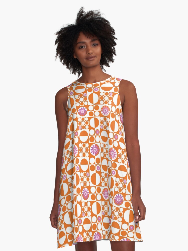 Orange Dress With White Flowers Online ...