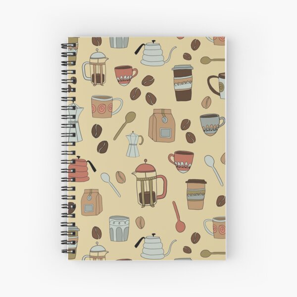 Coffee Lover Pattern Spiral Notebook