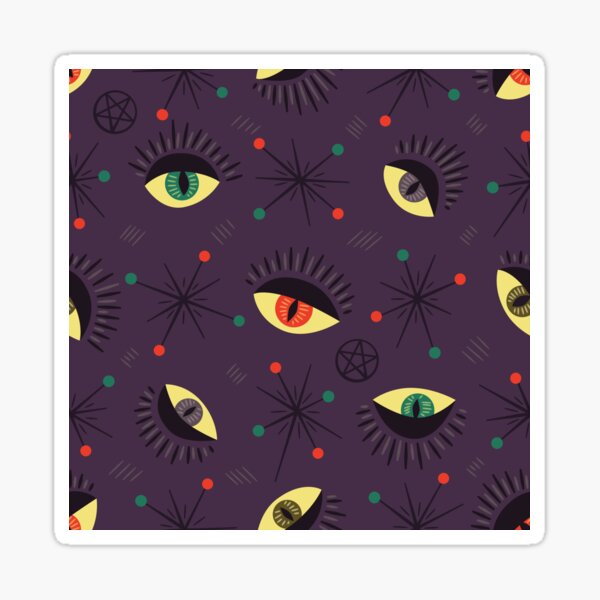 Reptile witch eyes retro pattern Glossy Sticker