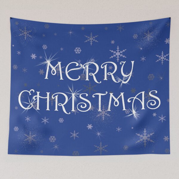Item preview, Merry Christmas Message on Blue with Snowflakes designed and sold by Karen McFarland.