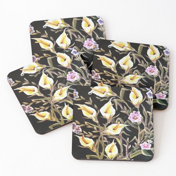 Item preview, Arum Lily Artistic Floral Design On Black Background designed and sold by taiche.