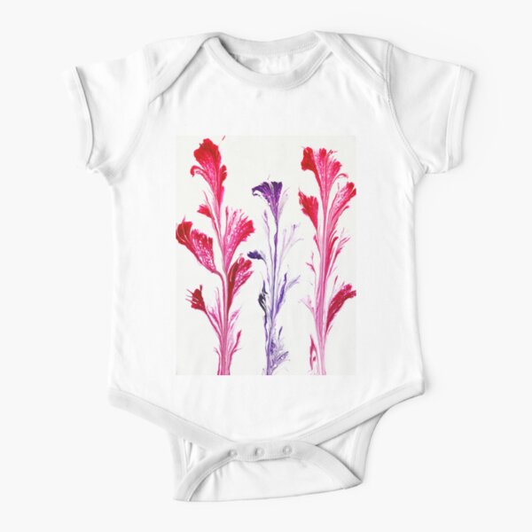 Painted Flowers Short Sleeve Baby One-Piece