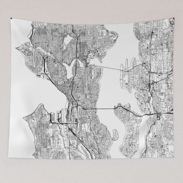 Item preview, Seattle White Map designed and sold by multiplicitymap.