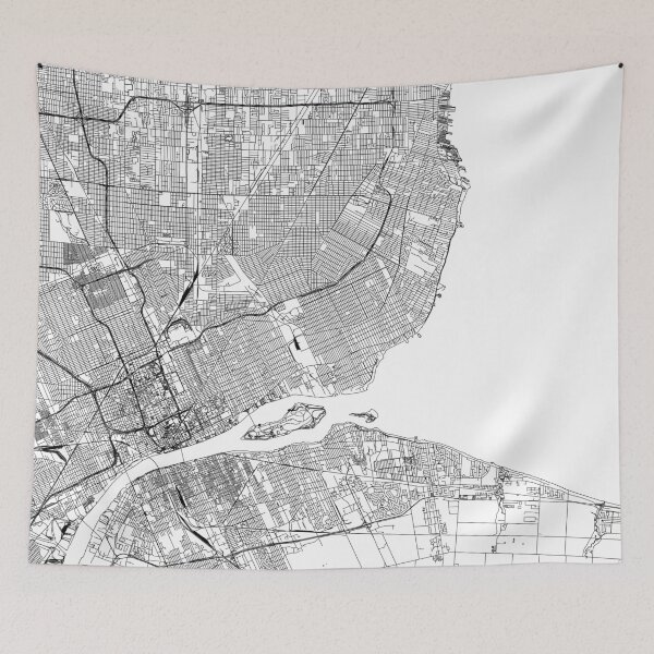 Item preview, Detroit White Map designed and sold by multiplicitymap.