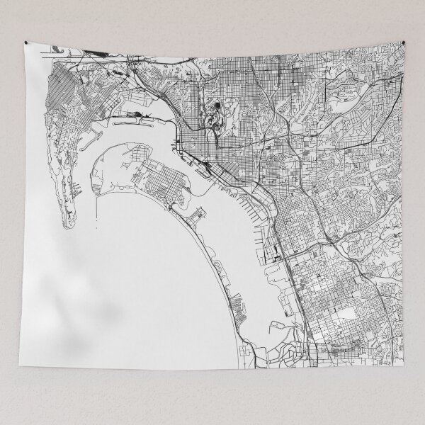 Item preview, San Diego White Map designed and sold by multiplicitymap.