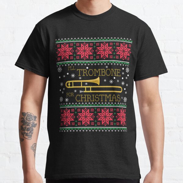 Trombone Ugly Christmas Sweater Band Essential T-Shirt for Sale by BiTee