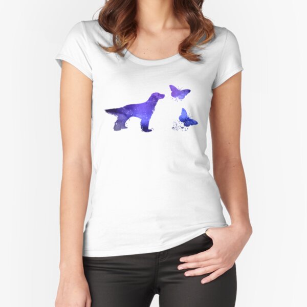 English Setter and Butterflies Fitted Scoop T-Shirt