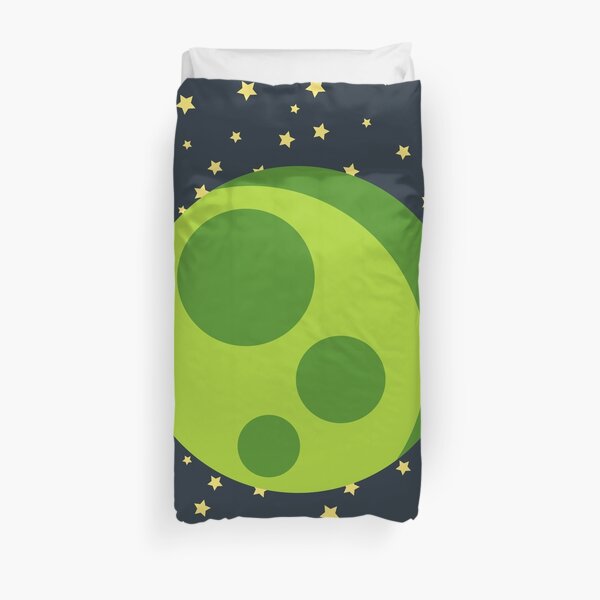 Run Astro Run - Green Moon - Starfield Duvet Cover