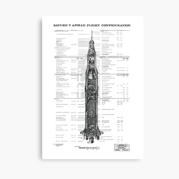Apollo Saturn V Blueprint in High Resolution (white) Canvas Print