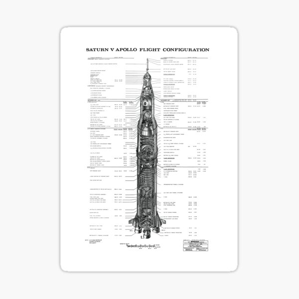 Apollo Saturn V Blueprint in High Resolution (white) Sticker