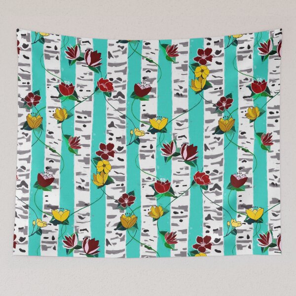 Item preview, Birch Trees On Aqua designed and sold by TigaTiga.