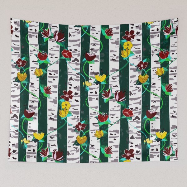 Item preview, Birch Trees On Forest Green designed and sold by TigaTiga.
