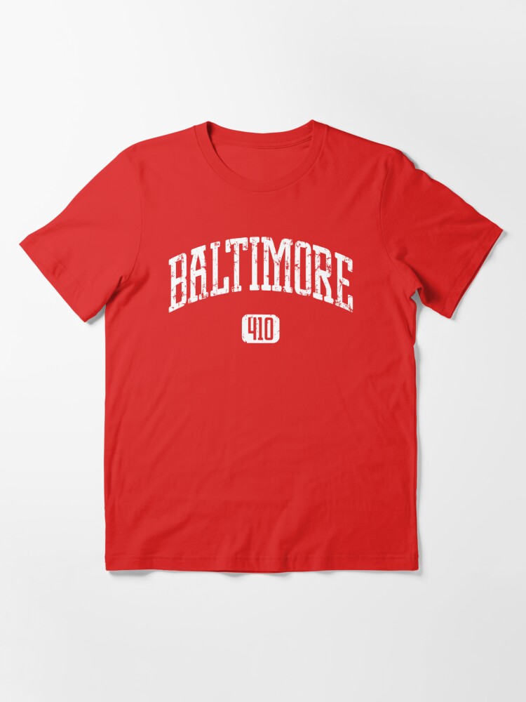 Baltimore 410 (Orange Print) Essential T-Shirt for Sale by smashtransit