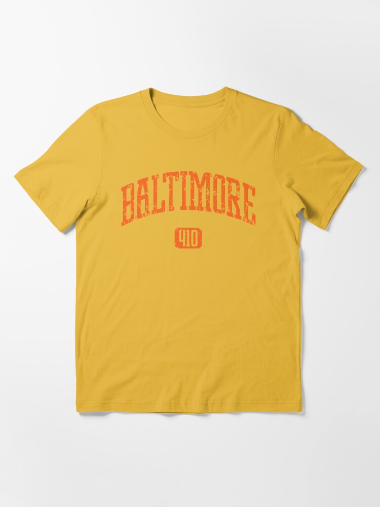 Baltimore 410 (Orange Print) Essential T-Shirt for Sale by smashtransit