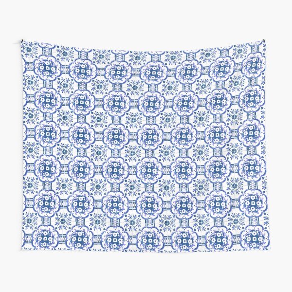 Blue Portugal tile pattern Tapestry