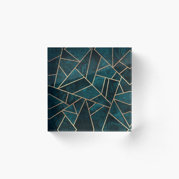 Deep Teal Stone Acrylic Block