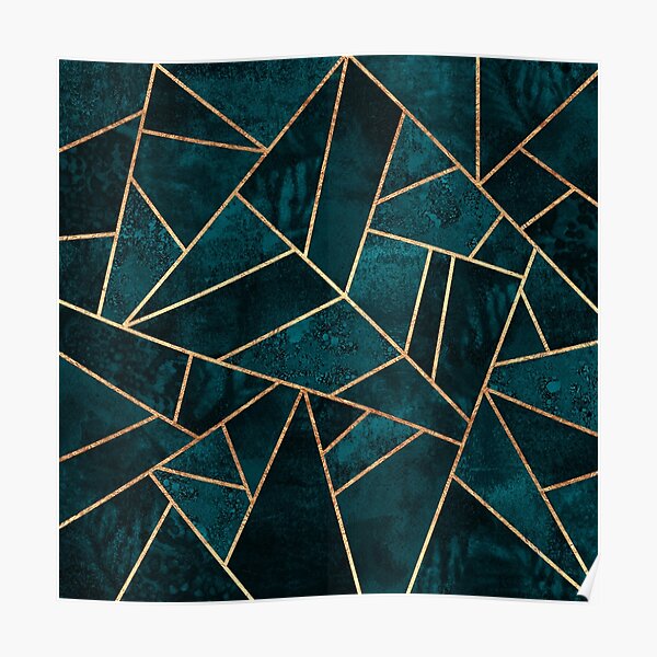 Deep Teal Stone Poster