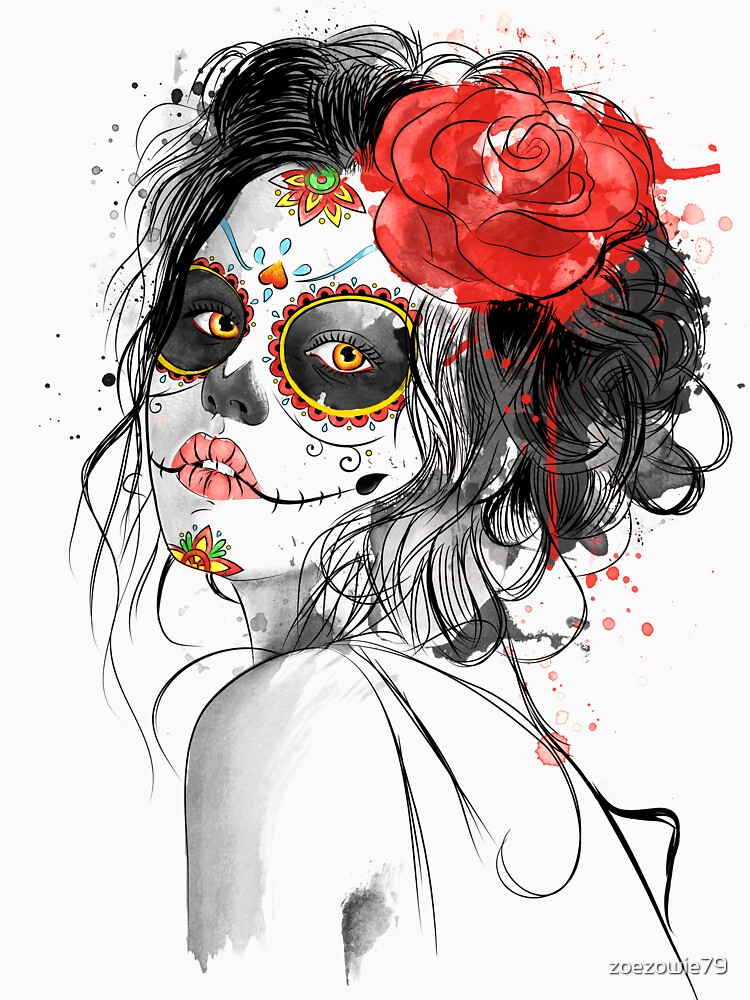 Tee Hunt Calavera Sugar Skull T-Shirt Mexican Day of The Dead Dia