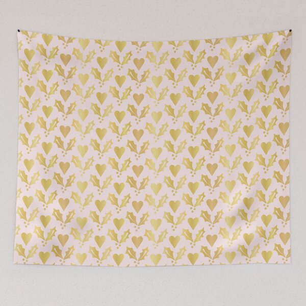 Item preview, Luxe Rose Gold Foil Christmas Holly Berries Heart Pattern, Seamless designed and sold by Limolida.