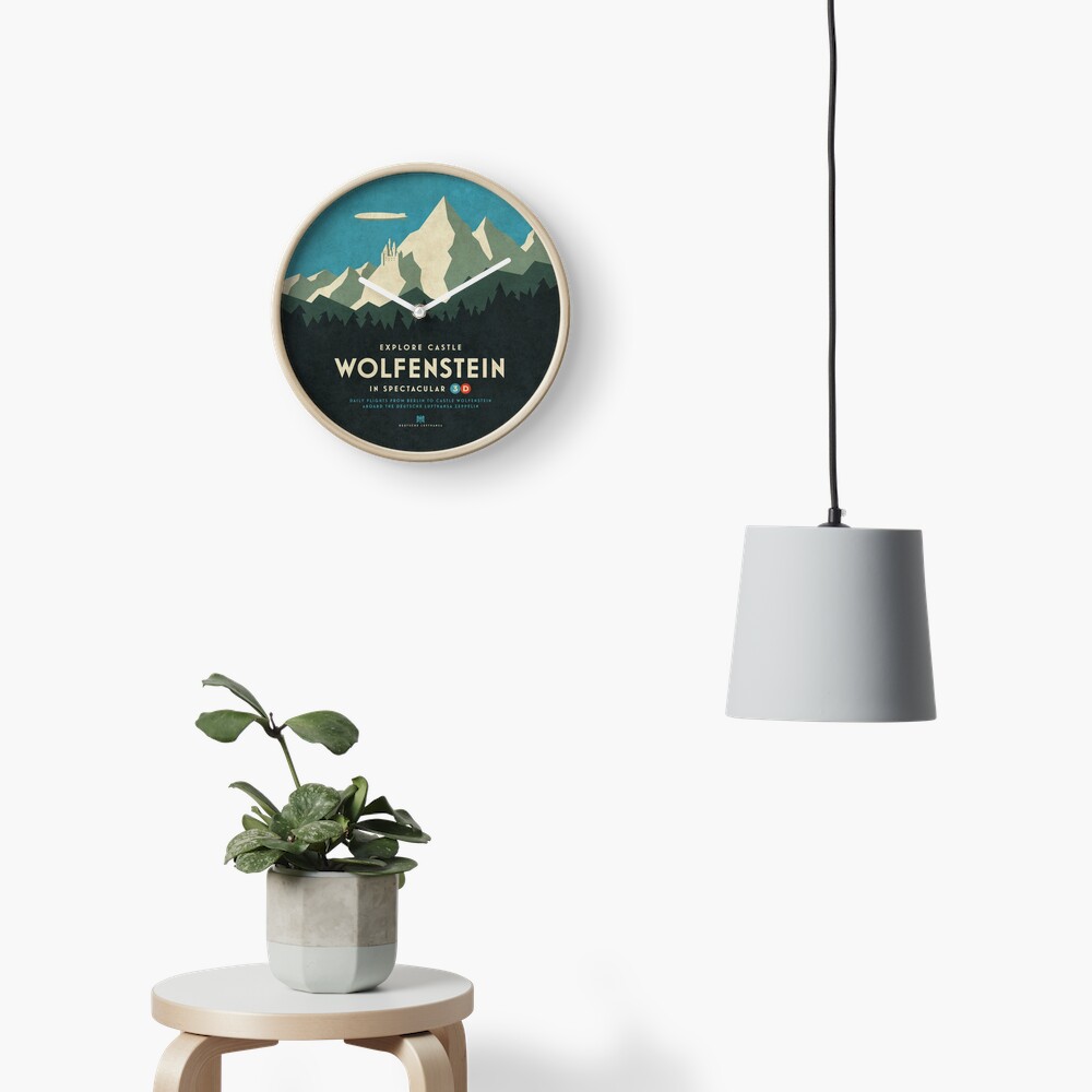 Castle Wolfenstein Vintage Tourism - 3D Blue Clock