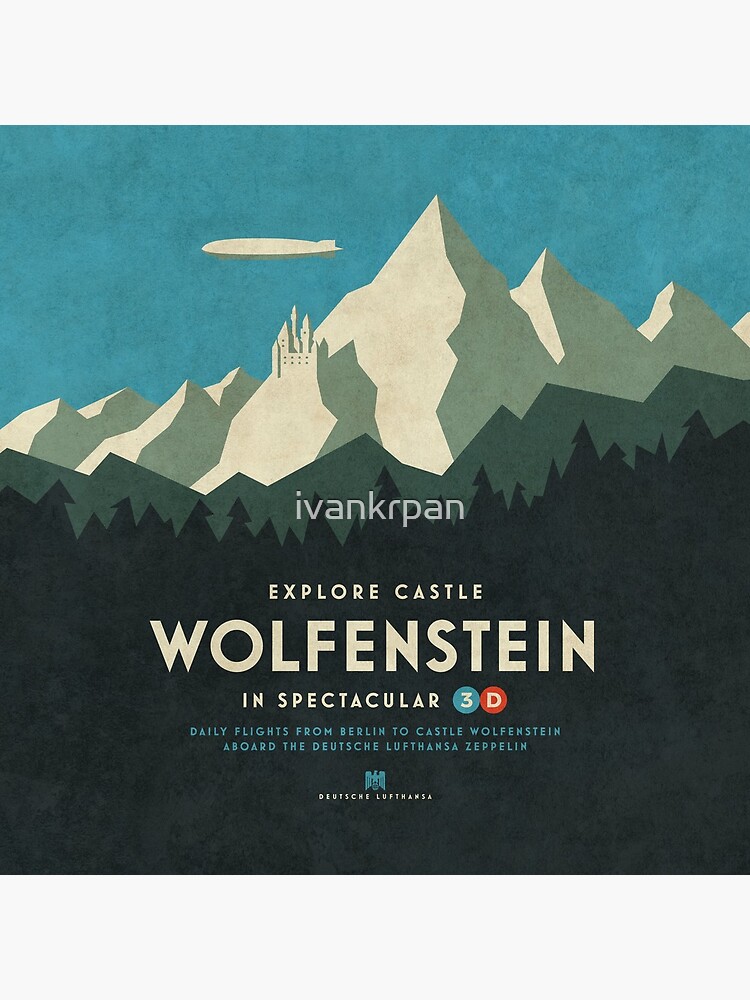 Castle Wolfenstein Vintage Tourism - 3D Blue by ivankrpan