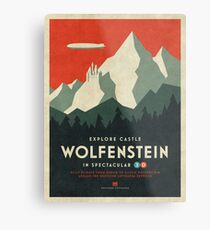 Castle Wolfenstein Vintage Tourism - Border 3D Red Metal Print