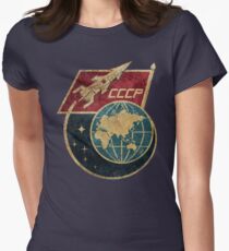 CCCP-Flaggen-Weltraumrakete Tailliertes T-Shirt