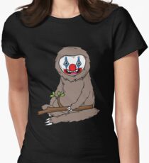 Sloth Wearing Scary Clown Makeup Cute Halloween Spooky Graphic Art Gift Women's Fitted T-Shirt