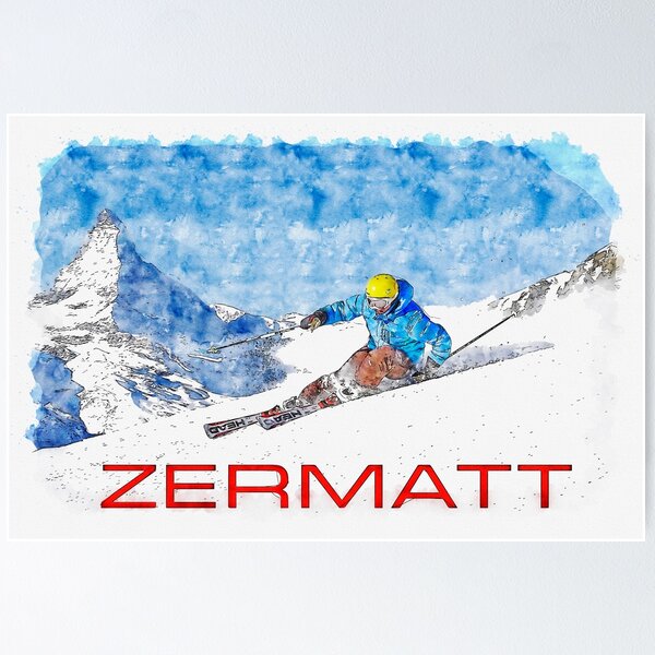 Item preview, Zermat, Switzerland, Ski Poster designed and sold by BokeeLee.