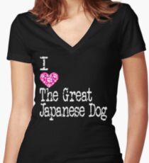 I Heart The Great Japanese Dog | Love The Great Japanese Dog - Akita Inu Women's Fitted V-Neck T-Shirt