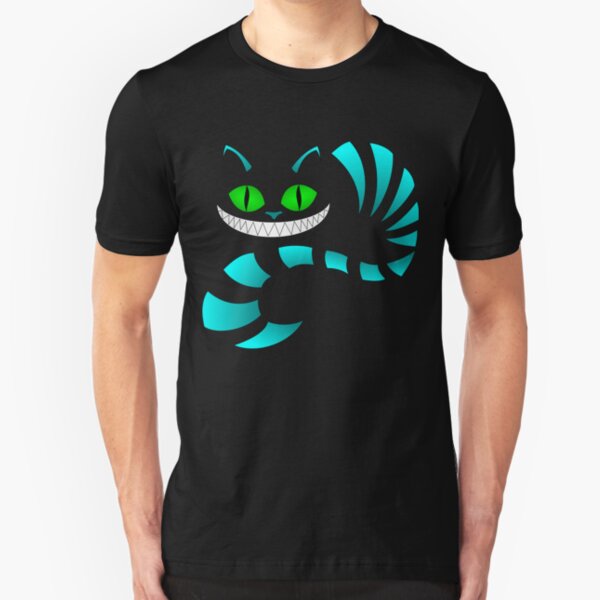 Blaue Grinsekatze Slim Fit T-Shirt